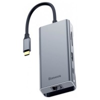 USB-концентратор Baseus Multi-functional HUB Type-C - 2xUSB/HDMI/Type-C/RJ45 (CATXF-0G), разъемов: 3